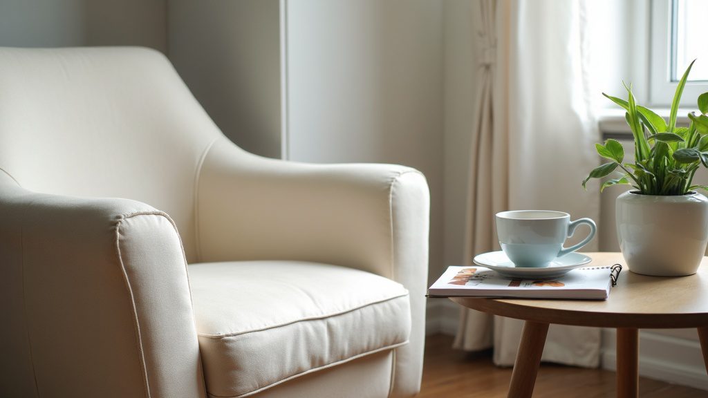 A calm home corner for planning, representing the transparent cost of an in-home newborn circumcision