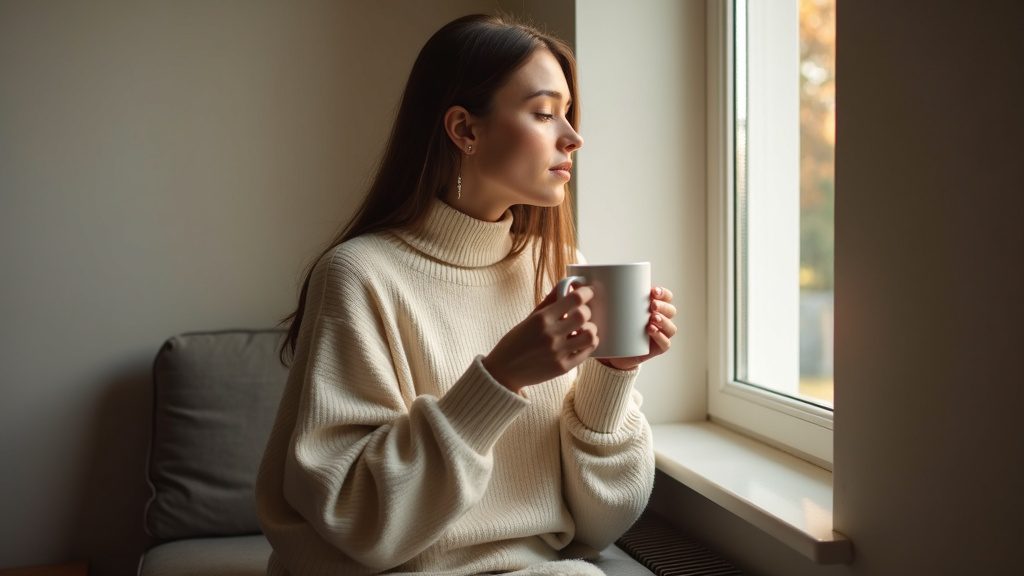 A parent reading quietly at home with a warm drink, before a newborn circumcision