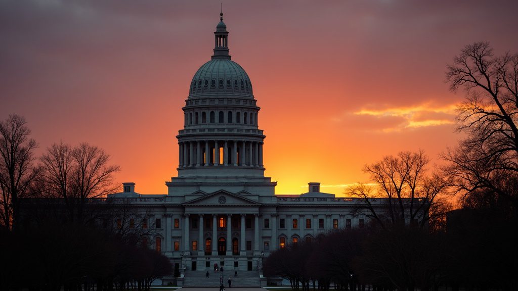The Michigan State Capitol in Lansing at golden hour, representing in-home newborn circumcision in Lansing