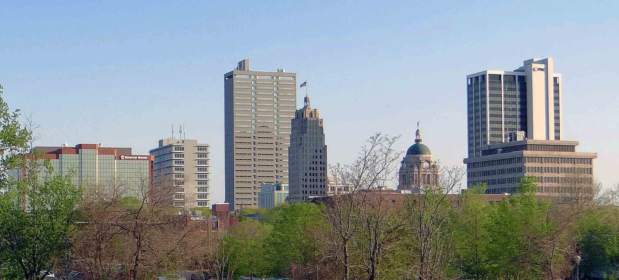 Fort Wayne skyline, representing in-home newborn circumcision in Fort Wayne