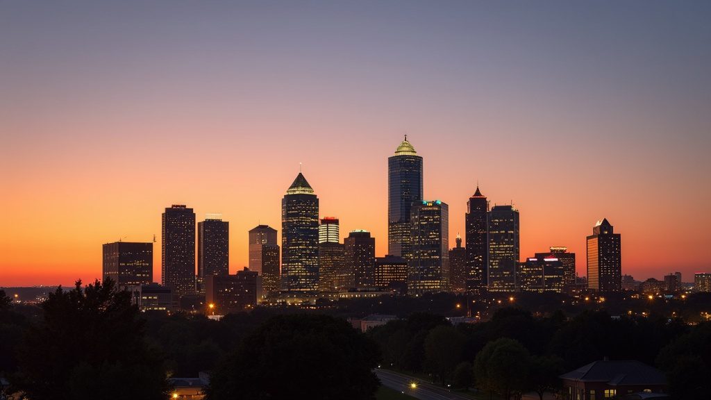 Canton skyline at golden hour, representing in-home newborn circumcision in Canton